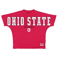 T-shirt oversize en flanelle écarlate Pressbox pour femmes, Ohio State Buckeyes