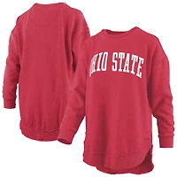 Women's Pressbox  Scarlet Ohio State Buckeyes Melange Poncho Vintage Fleece Long Sleeve Pullover Sweatshirt