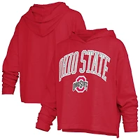 Women's Pressbox  Scarlet Ohio State Buckeyes Nelson Arch Over Logo Long Sleeve Hooded Slub T-Shirt