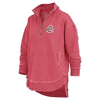 Women's Pressbox Scarlet Ohio State Buckeyes Northfork Sojourn Poncho Quarter-Zip Sweatshirt