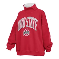 Women's Pressbox  Scarlet Ohio State Buckeyes Oversized Mock Neck Sweatshirt