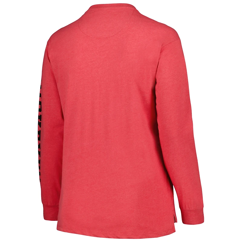 T-shirt à manches longues pour femme Pressbox Scarlet Ohio State Buckeyes Taille Plus 2-Hit Canyon