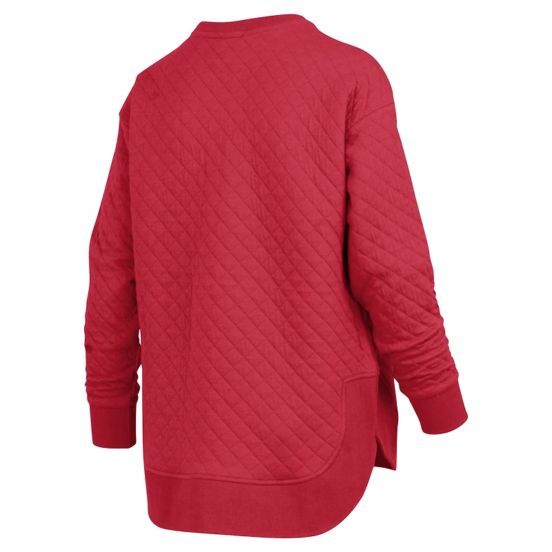 Women's Pressbox Scarlet Ohio State Buckeyes Quilted Long Sleeve Pullover Sweatshirt