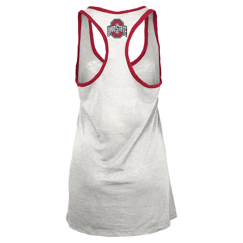 Women's Pressbox White/Scarlet Ohio State Buckeyes Tracy Racerback Burnout Tank Top