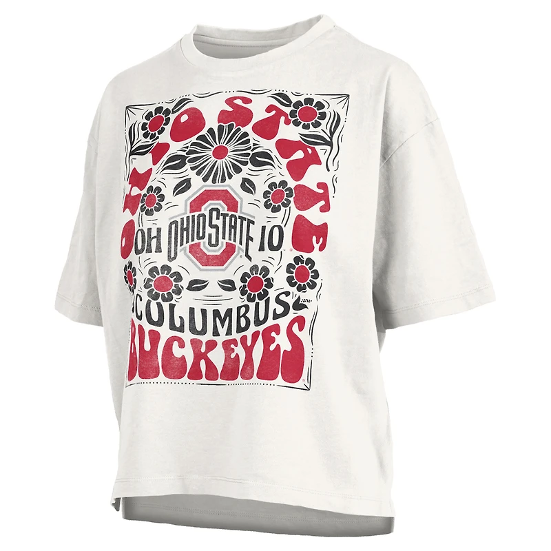 T-shirt surdimensionné blanc flammé Harmony pour femme, Ohio State Buckeyes