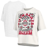T-shirt surdimensionné blanc flammé Harmony pour femme, Ohio State Buckeyes