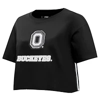 Women's Pro Standard Black Ohio State Buckeyes Rhinestone & Pearl Boxy Cropped T-Shirt