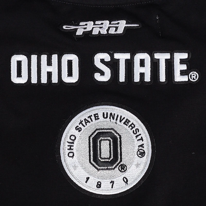 Women's Pro Standard Black Ohio State Buckeyes Rhinestone & Pearl Boxy Cropped T-Shirt