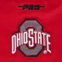 Women's Pro Standard Scarlet Ohio State Buckeyes Sequin Boxy Cropped Pullover Sweatshirt