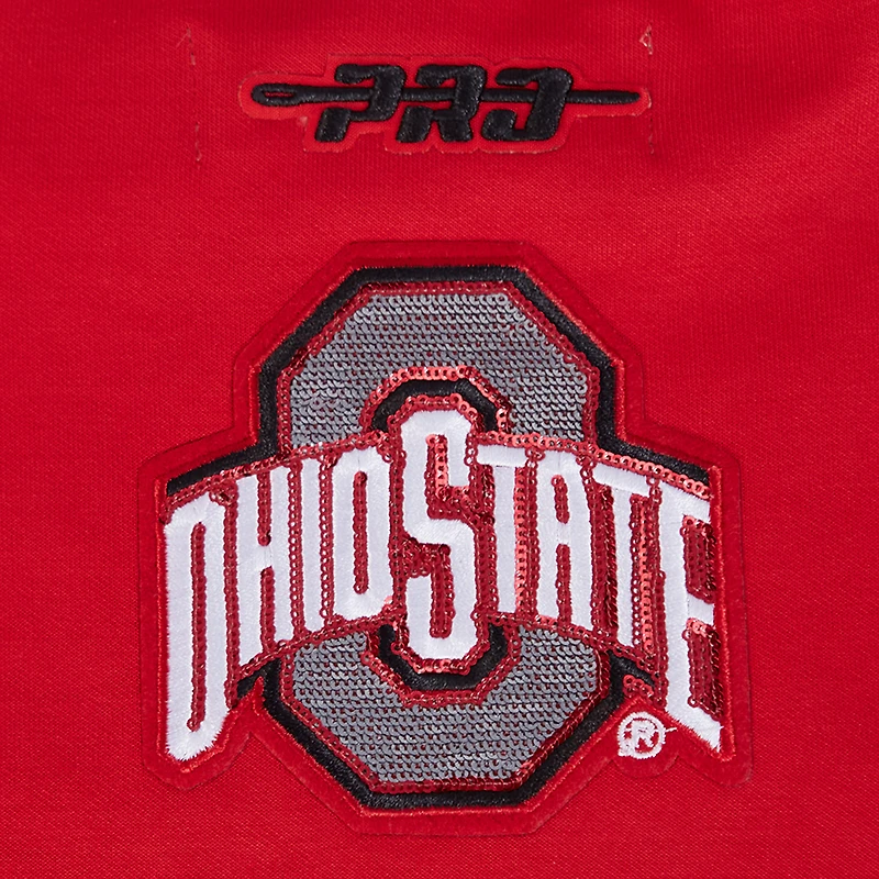 Sweat-shirt court à paillettes Pro Standard Scarlet Ohio State Buckeyes pour femme