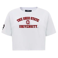 T-shirt court boxy classique en jersey simple Pro Standard blanc de l'Ohio State Buckeyes pour femmes