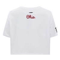 T-shirt court boxy classique en jersey simple Pro Standard blanc de l'Ohio State Buckeyes pour femmes