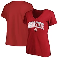 Women's Profile Scarlet Ohio State Buckeyes Plus Arch Over Logo Scoop Neck T-Shirt