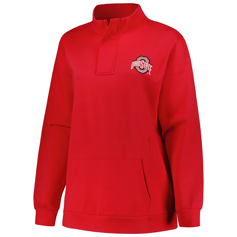 Femme Profile Scarlet Ohio State Buckeyes Plus Fleece Quarter-Zip Jacket