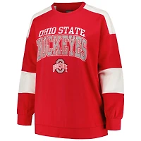 Sweat-shirt à rayures pour femme Profile Scarlet Ohio State Buckeyes de grande taille