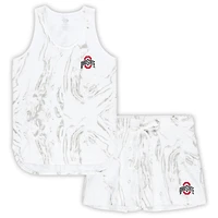 Ensemble débardeur et short en marbre taille plus Profile White Ohio State Buckeyes pour femmes