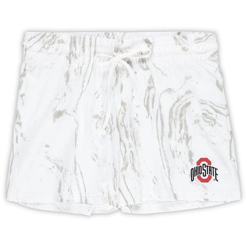 Ensemble débardeur et short en marbre taille plus Profile White Ohio State Buckeyes pour femmes