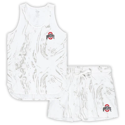 Ensemble débardeur et short en marbre taille plus Profile White Ohio State Buckeyes pour femmes
