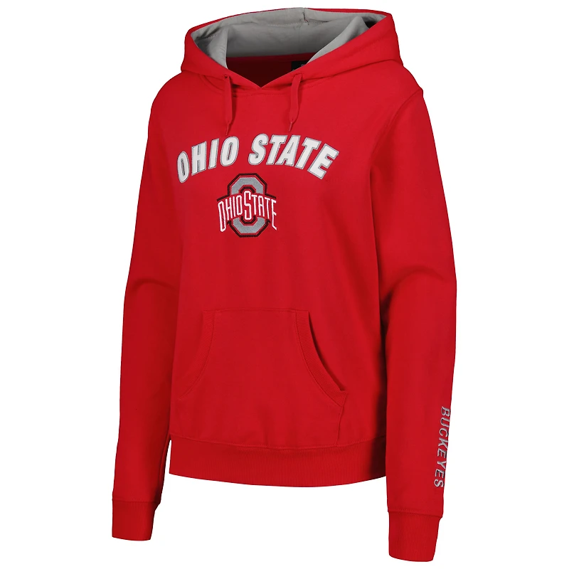 Women's Scarlet Ohio State Buckeyes Arch & Logo 1 Pullover Hoodie