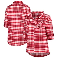 Women's Scarlet Ohio State Buckeyes Plus Mainstay Long Sleeve Button-Up Shirt