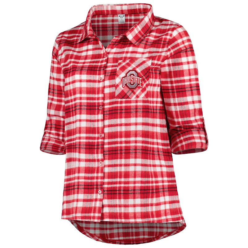 Women's Scarlet Ohio State Buckeyes Plus Mainstay Long Sleeve Button-Up Shirt