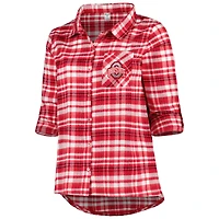 Women's Scarlet Ohio State Buckeyes Plus Mainstay Long Sleeve Button-Up Shirt