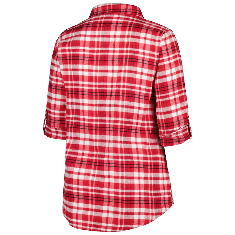 Women's Scarlet Ohio State Buckeyes Plus Mainstay Long Sleeve Button-Up Shirt