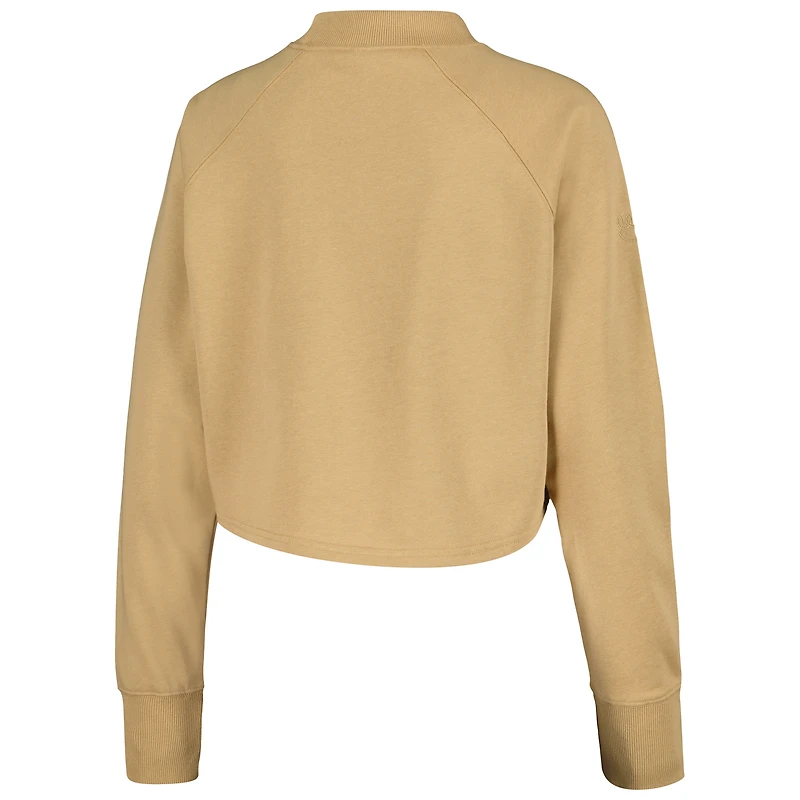 Ensemble sweat-shirt court et pantalon de survêtement raglan beige Ohio State Buckeyes pour femmes