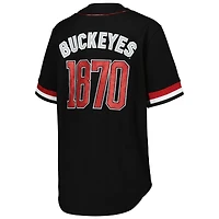 Women's The Wild Collective Black Ohio State Buckeyes Button-Up Baseball Shirt