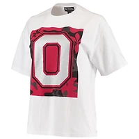 T-shirt The Wild Collective Ohio State Buckeyes Camo Boxy blanc pour femme