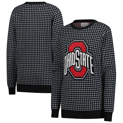 Pull pied-de-poule vintage en tricot noir Uscape Apparel pour femme, Ohio State Buckeyes