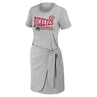 Robe t-shirt nouée WEAR by Erin Andrews gris chiné Ohio State Buckeyes pour femmes