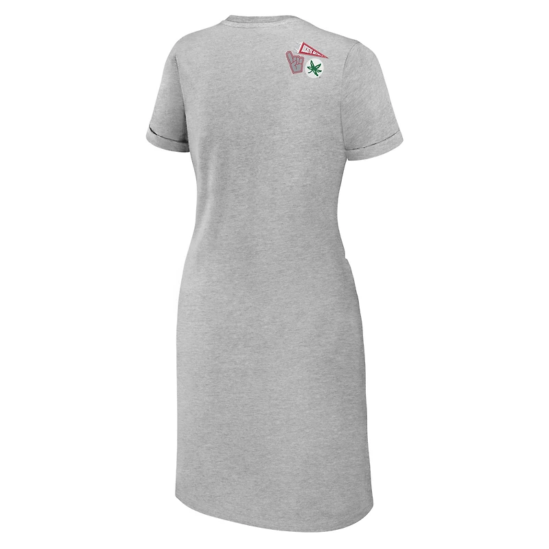 Robe t-shirt nouée WEAR by Erin Andrews gris chiné Ohio State Buckeyes pour femmes