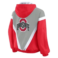 Women's WEAR by Erin Andrews Scarlet/Gray Ohio State Buckeyes Colorblock Full-Zip Hoodie Windbreaker Jacket