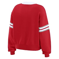 Women's WEAR by Erin Andrews Scarlet Ohio State Buckeyes Lace-Up Pullover Sweater