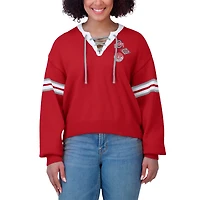 Women's WEAR by Erin Andrews Scarlet Ohio State Buckeyes Lace-Up Pullover Sweater