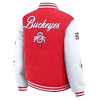 Women's WEAR by Erin Andrews  Scarlet Ohio State Buckeyes Varsity Full-Snap Puffer Jacket