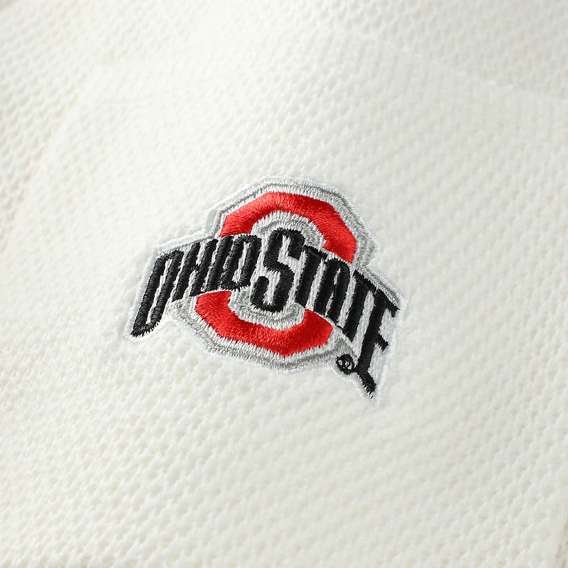 Women's ZooZatz Cream Ohio State Buckeyes Striped Knit Button-Up Cardigan