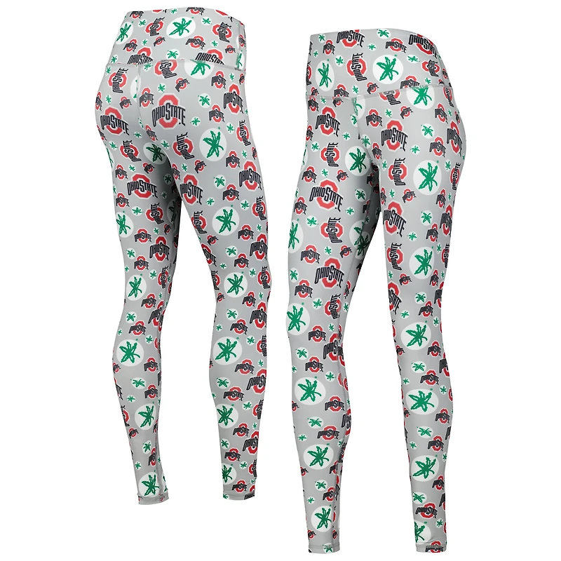 Legging gris ZooZatz Ohio State Buckeyes Team Stacked Mascot pour femme