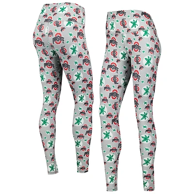 Legging gris ZooZatz Ohio State Buckeyes Team Stacked Mascot pour femme