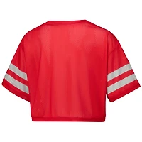 Women's ZooZatz Scarlet Ohio State Buckeyes Mesh Cropped V-Neck T-Shirt