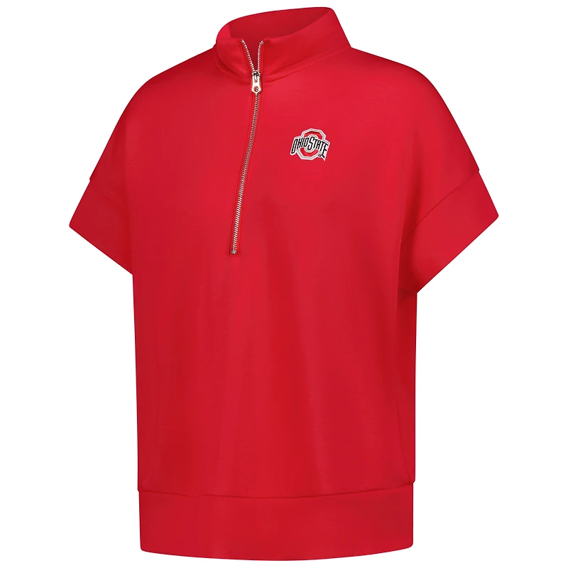 Women's ZooZatz Scarlet Ohio State Buckeyes Tri-Blend Quarter-Zip Flowy Top