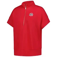 Women's ZooZatz Scarlet Ohio State Buckeyes Tri-Blend Quarter-Zip Flowy Top