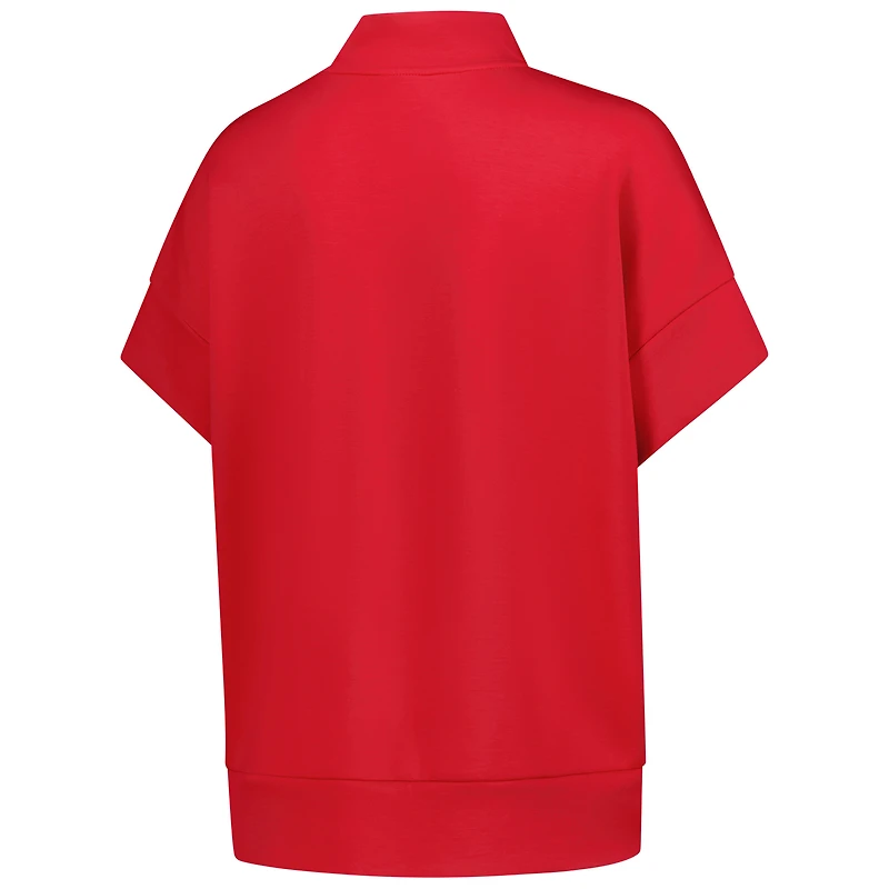 Women's ZooZatz Scarlet Ohio State Buckeyes Tri-Blend Quarter-Zip Flowy Top