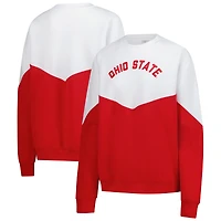 Women's ZooZatz White Ohio State Buckeyes Bestie Oversized Pullover Sweatshirt