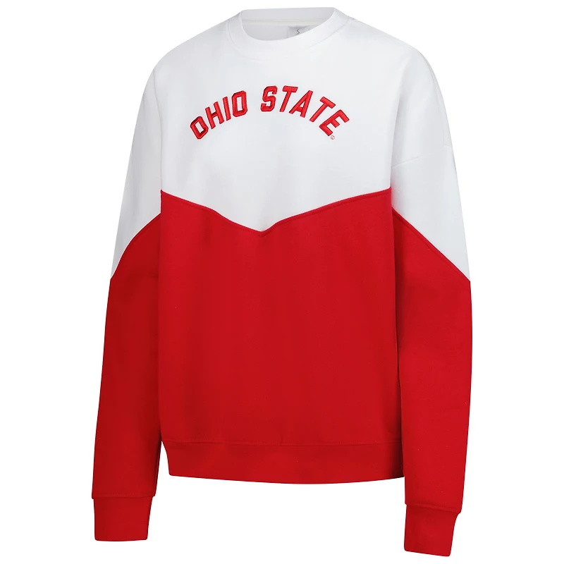 Women's ZooZatz White Ohio State Buckeyes Bestie Oversized Pullover Sweatshirt