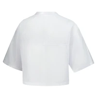 T-shirt court à col en V maille blanche ZooZatz pour femme, Ohio State Buckeyes