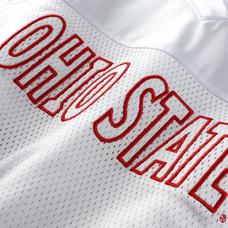 T-shirt court à col en V maille blanche ZooZatz pour femme, Ohio State Buckeyes