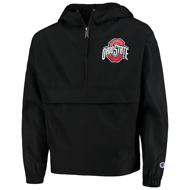 Youth Champion Black Ohio State Buckeyes Pack & Go Quarter-Zip Windbreaker Jacket