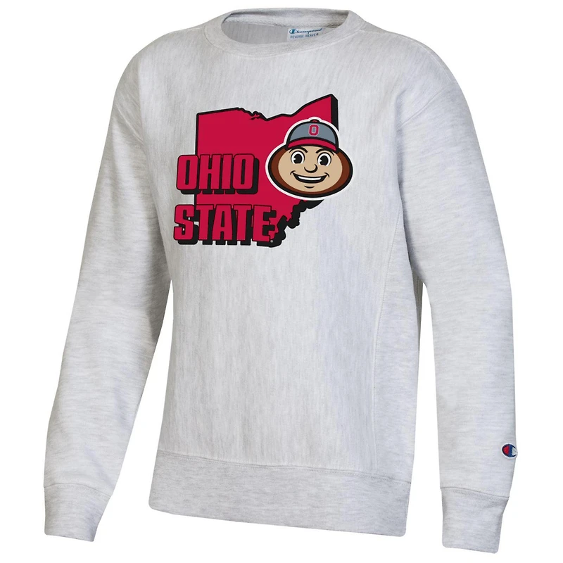 Sweat à capuche armure inversée Ohio State Buckeyes Champion pour jeunes gris chiné